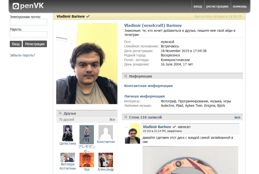 Внешний вид профиля на OpenVK