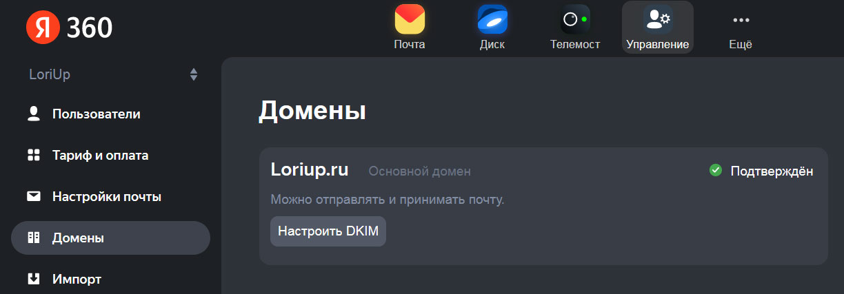 Яндекс.360 подтверждение домена