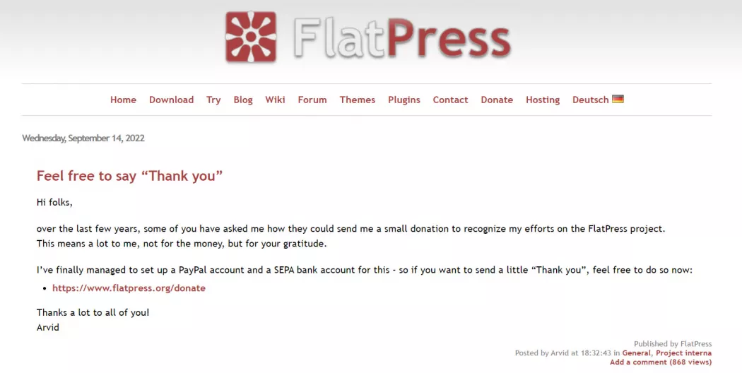 FlatPress движок блога