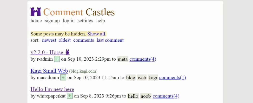 Comment Castles — легкий интернет-форум