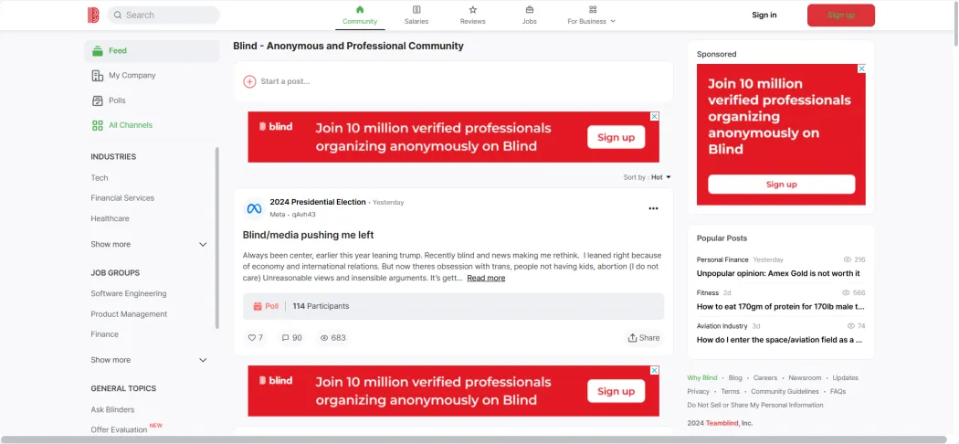 Team Blind - Tech employees alternative to Reddit