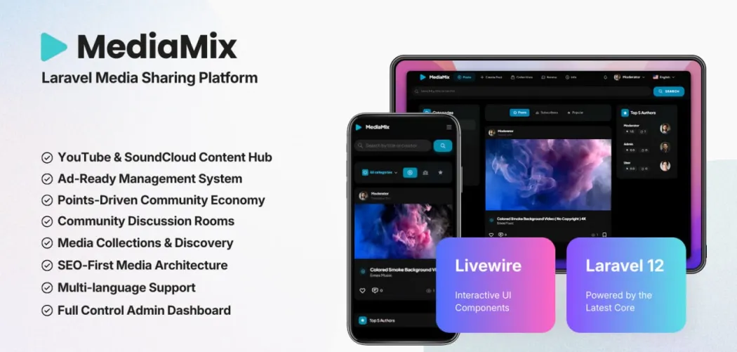 MediaMix - Laravel Media Sharing Platform